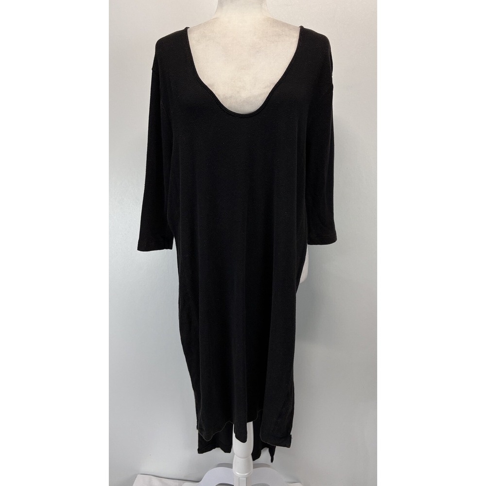 We The Free People Tunic Top Tshirt Sz Small Black Vintage Wash Open Sides Long